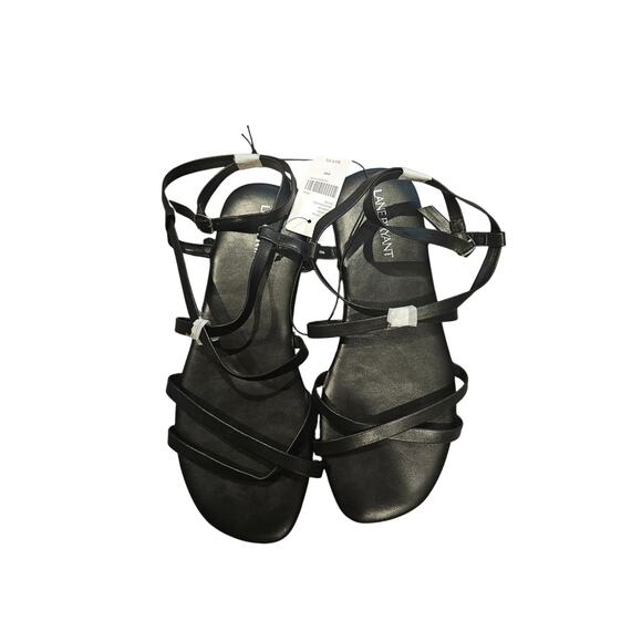 Lane bryant strappy flat sandals new black women's size 8 - Picture 1 of 4